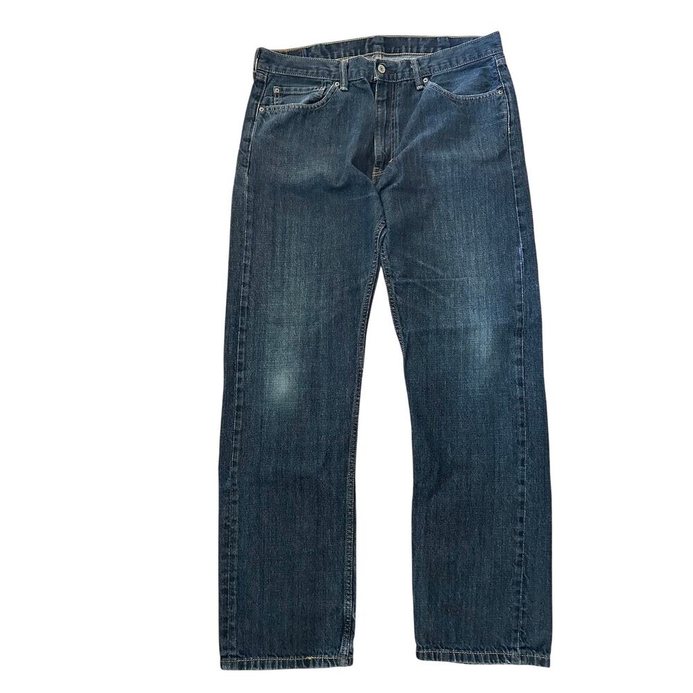 Levi’s 505 Jeans Mens 38X34 Blue Denim Dark Wash Straight Leg Streetwear Casual